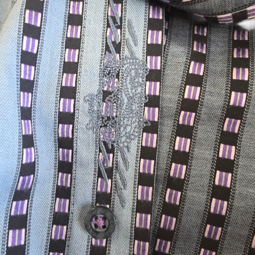 Robert Graham Shirt 3XL Blue Purple Texture Black Paisley Cuffs - Picture 7 of 12